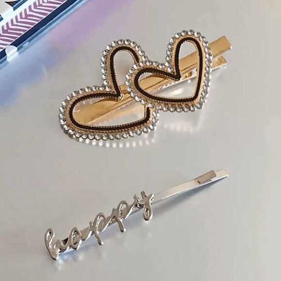 2/$21 Ladies 2 Piece Heart Happy Hair Accessory Set - Picture 2 of 8